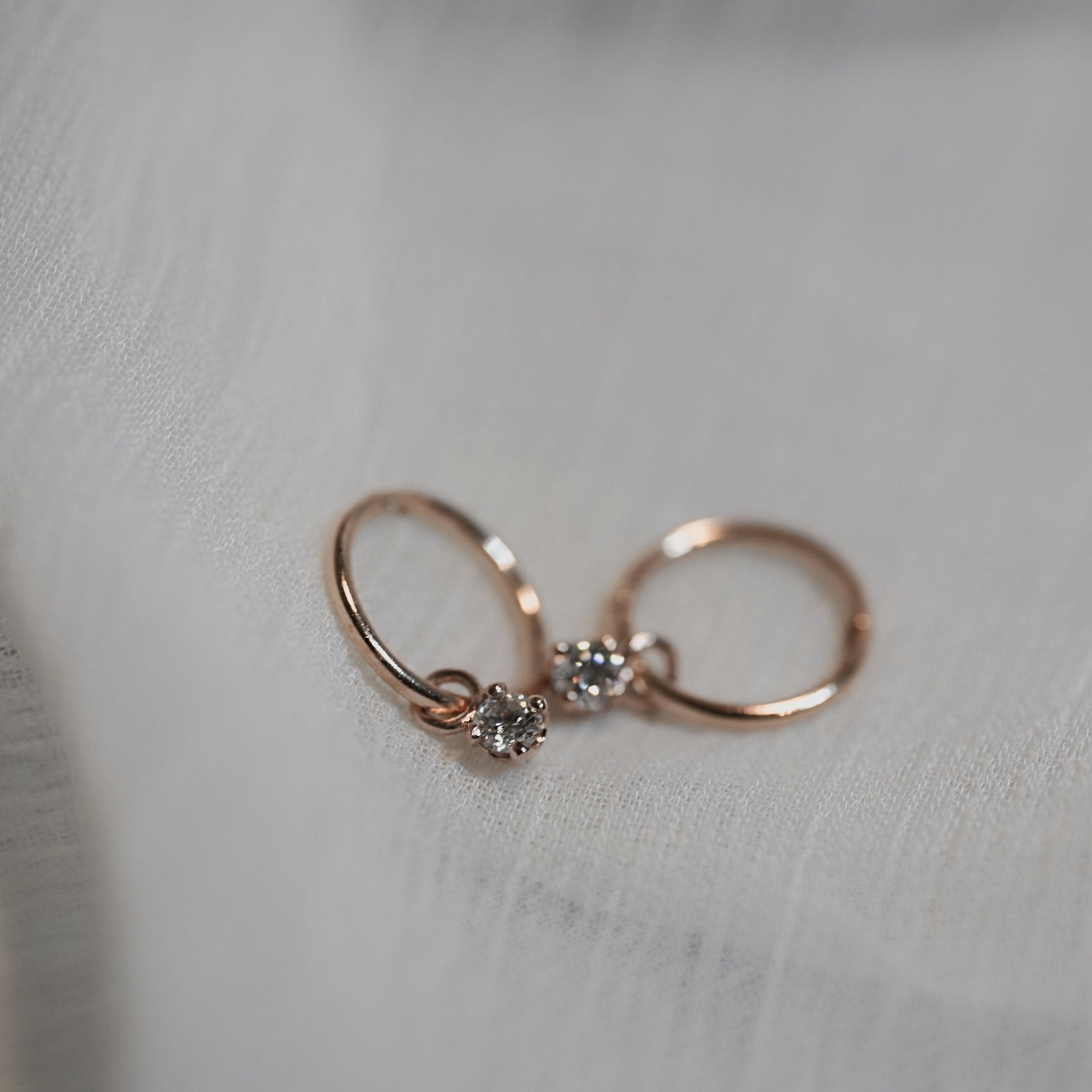 Diamond Sleeper Earrings - Natural Diamonds - 9K Rose Gold - Eliise Maar Jewellery