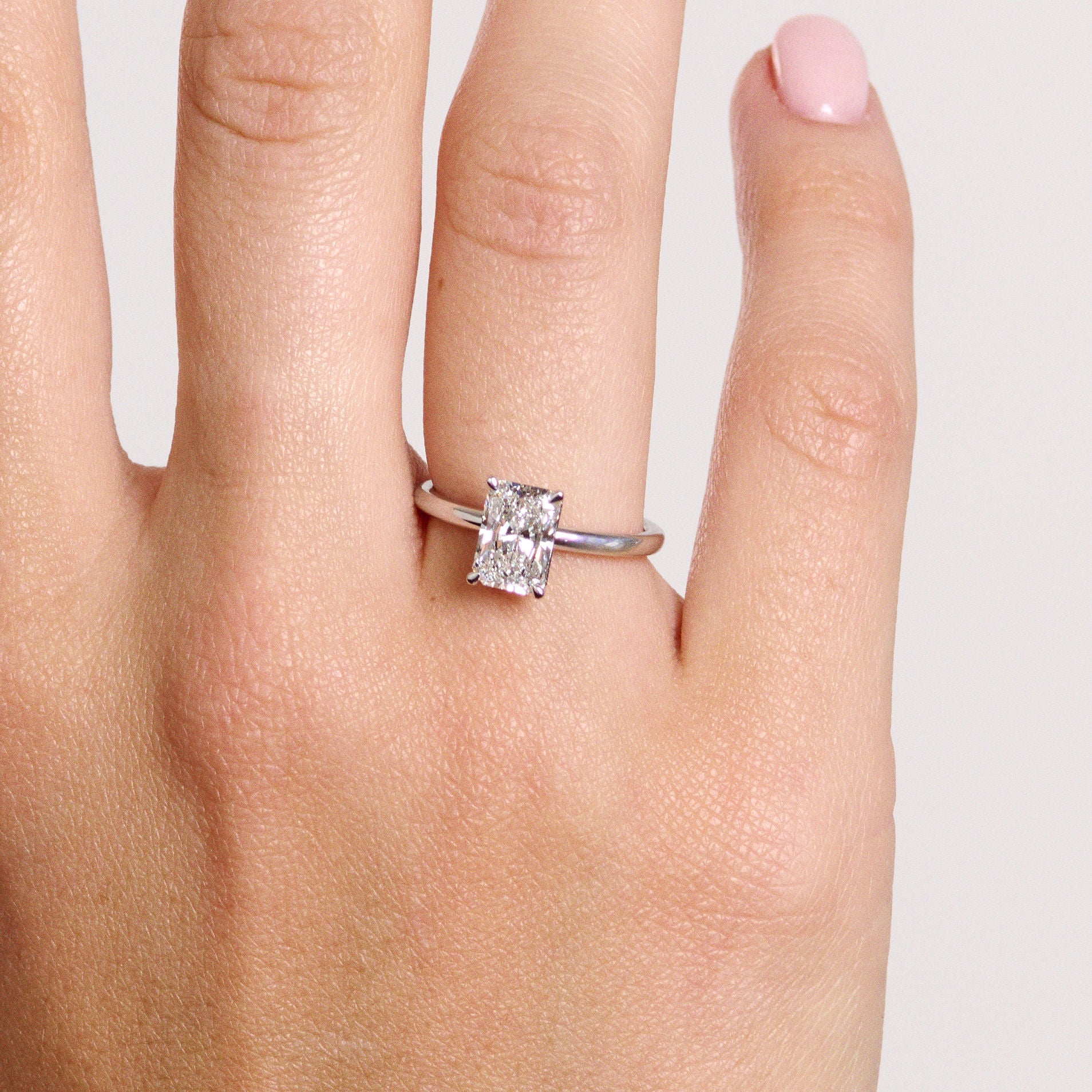 Elle Radiant Diamond Solitaire - Platinum - 0.91ct Lab Grown Diamond - Size L (16.5mm)-Rings-Eliise Maar Fine Jewellery Australia-Eliise Maar Jewellery