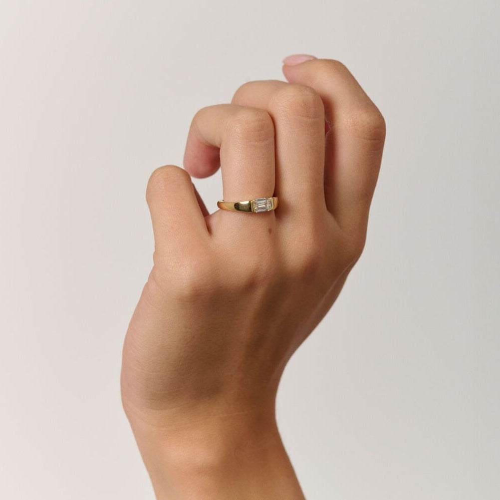 Emerald Diamond Signet Ring-Rings-Eliise Maar Fine Jewellery Australia-Eliise Maar Jewellery
