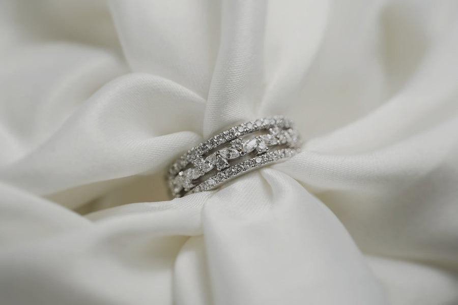 Fine Lavish Diamond Band - Size 16.75 - 9K White Gold - Eliise Maar Jewellery