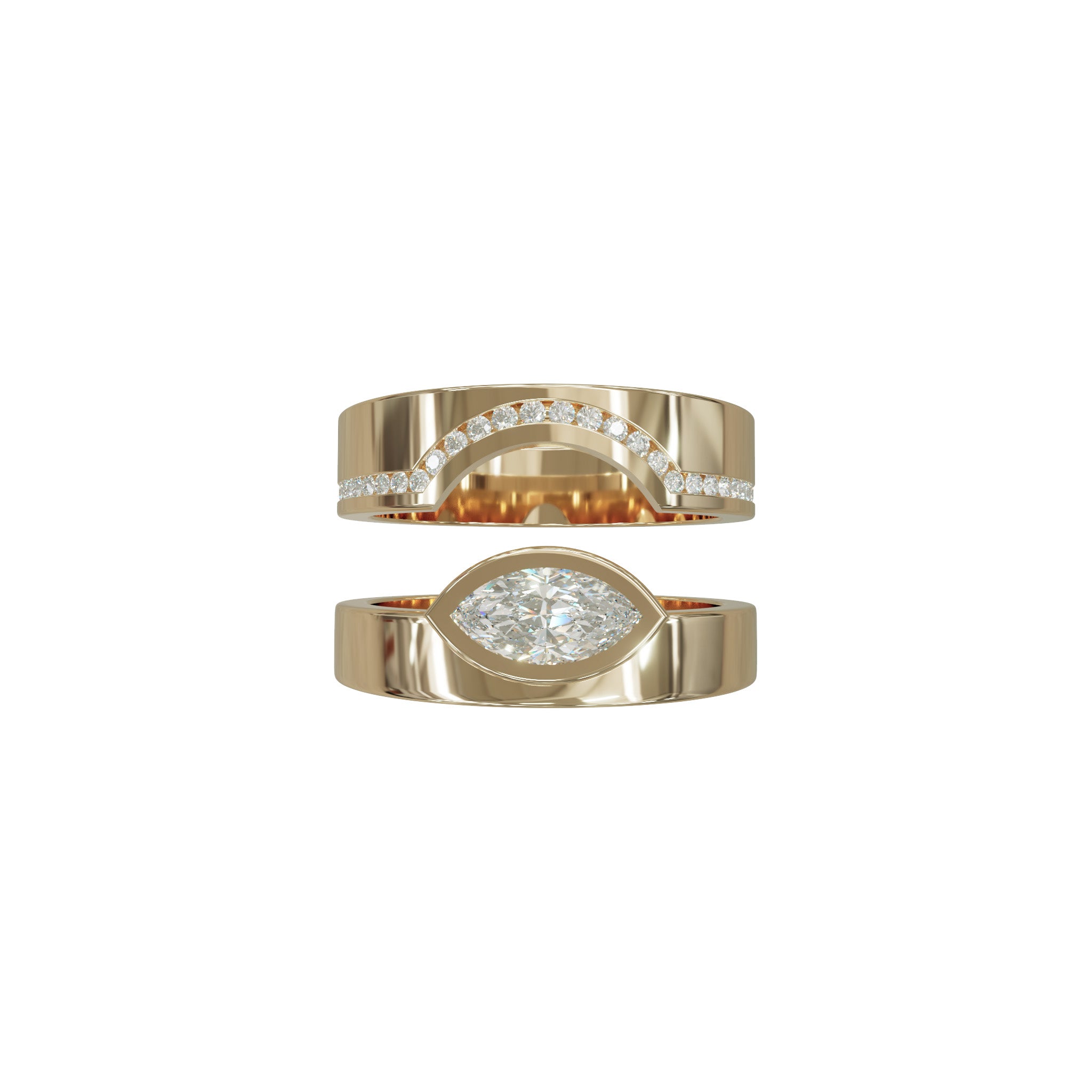 Iris Ring Set-Rings-Eliise Maar Fine Jewellery Australia-18K Rose Gold-Iris Ring + Curved Diamond Band-Natural Diamonds-Eliise Maar Jewellery