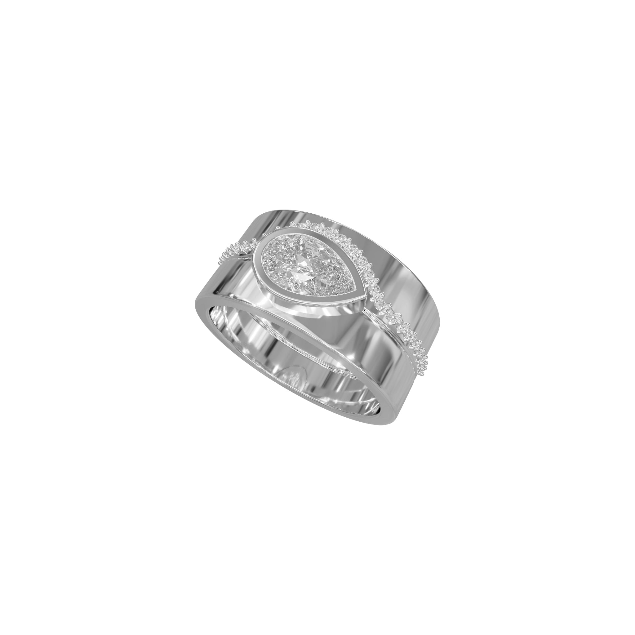 Kali Ring Set-Rings-Eliise Maar Fine Jewellery Australia-18K White Gold-Kali Ring + Kali Curved Diamond Band-Natural Diamonds-Eliise Maar Jewellery