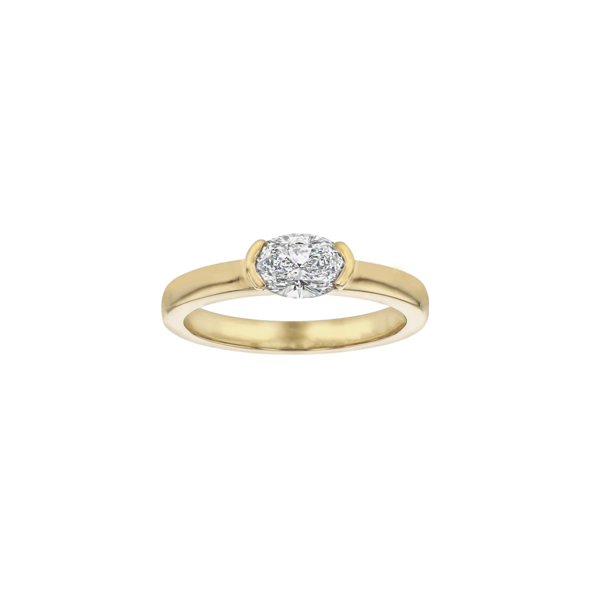 Margot East-West Oval Diamond Solitaire Ring-Rings-Eliise Maar Fine Jewellery Australia-14K Yellow Gold-Natural Diamond - 0.70ct F/SI1-Eliise Maar Jewellery