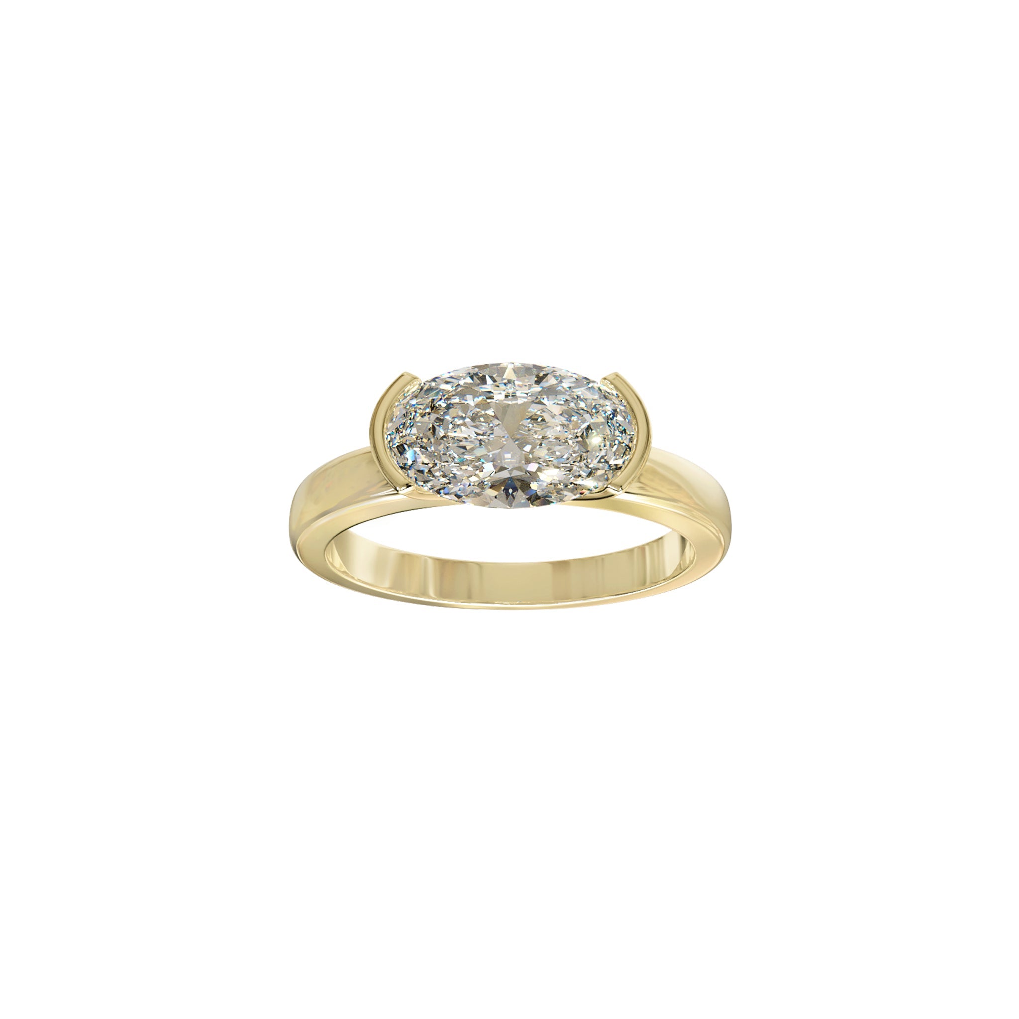 Margot East-West Oval Diamond Solitaire Ring-Rings-Eliise Maar Fine Jewellery Australia-14K Yellow Gold-Natural Diamond - 1.00ct F/SI1-Eliise Maar Jewellery