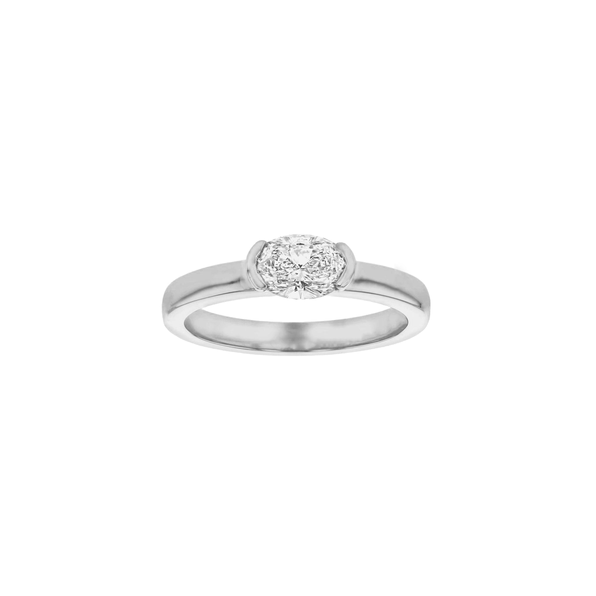 Margot East-West Oval Diamond Solitaire Ring-Rings-Eliise Maar Fine Jewellery Australia-18K White Gold-Natural Diamond - 0.70ct F/SI1-Eliise Maar Jewellery