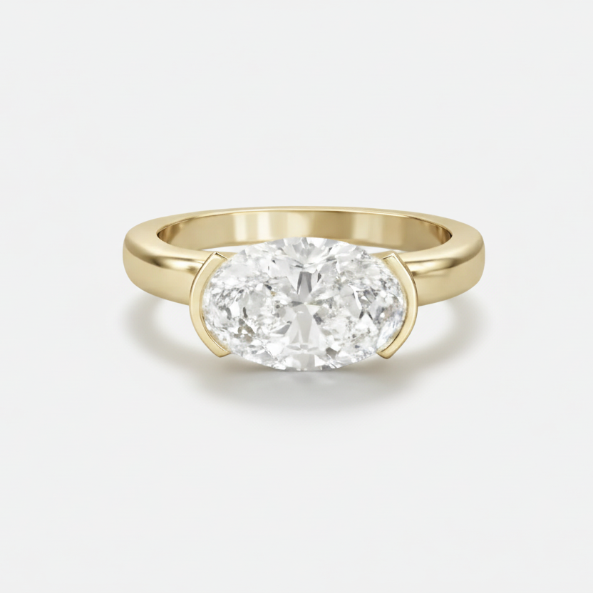 Margot East-West Oval Diamond Solitaire Ring