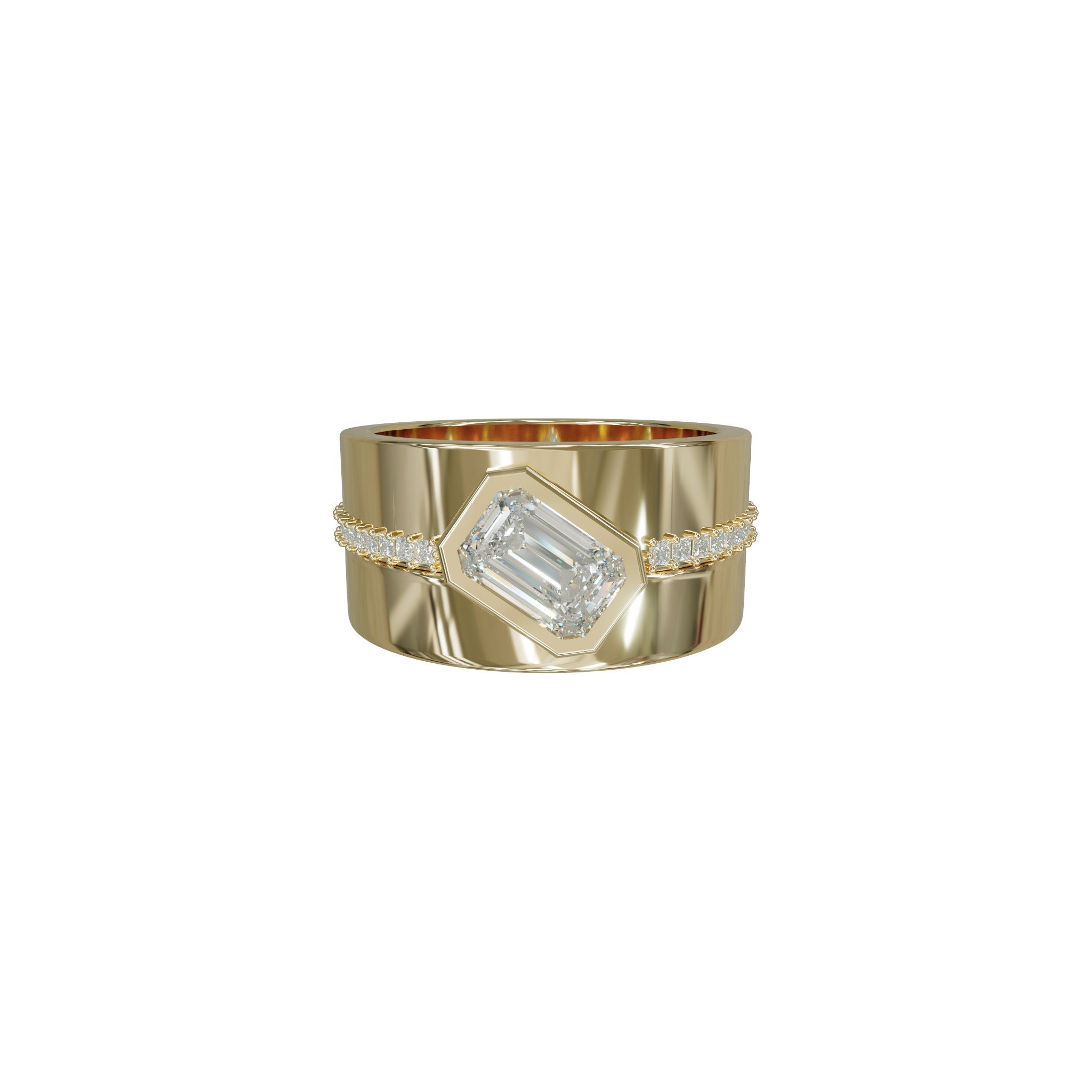 Morgan Ring Set-Rings-Eliise Maar Fine Jewellery Australia-14K Yellow Gold-Morgan Ring + Curved Diamond Band-Natural Diamonds-Eliise Maar Jewellery
