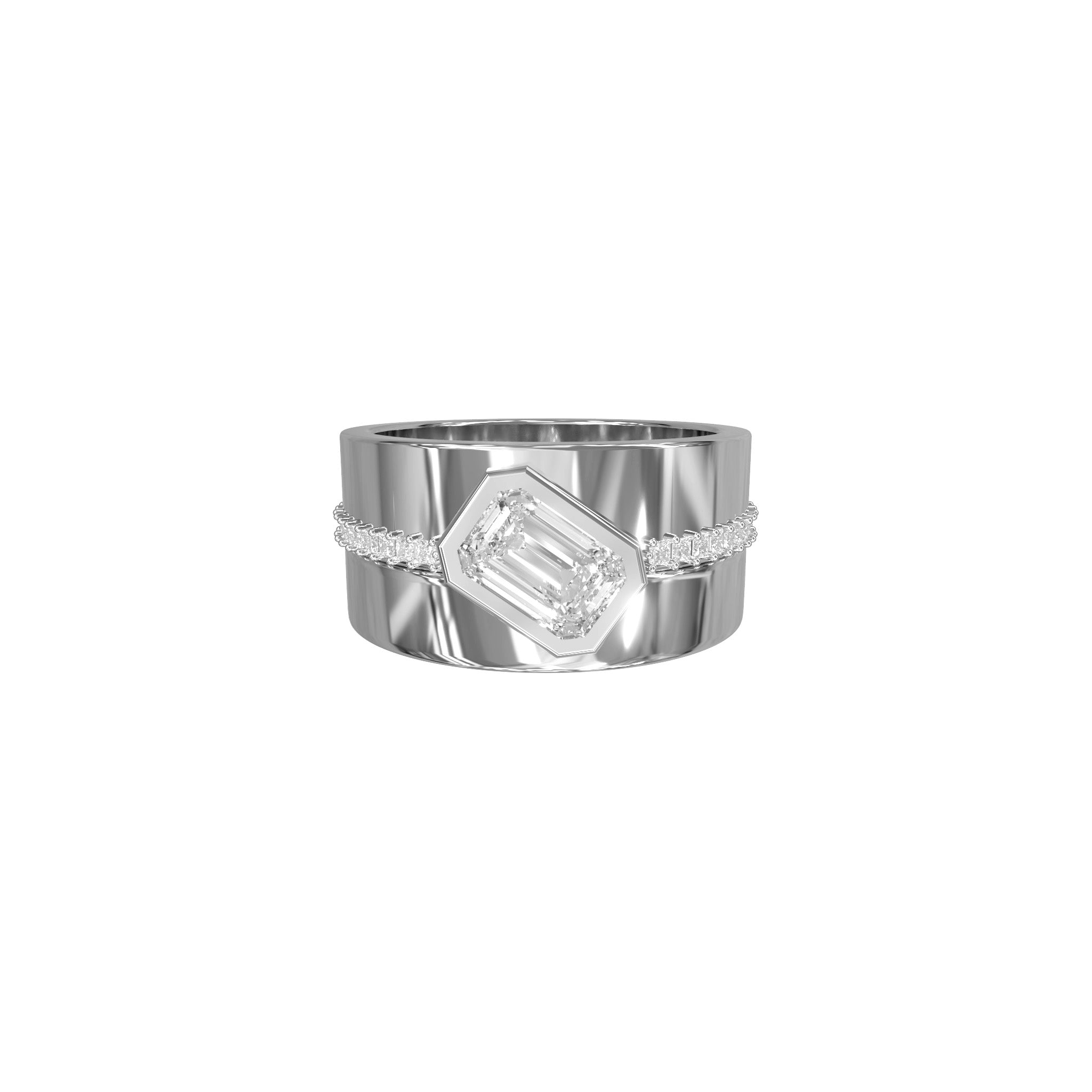 Morgan Ring Set-Rings-Eliise Maar Fine Jewellery Australia-18K White Gold-Morgan Ring + Curved Diamond Band-Natural Diamonds-Eliise Maar Jewellery