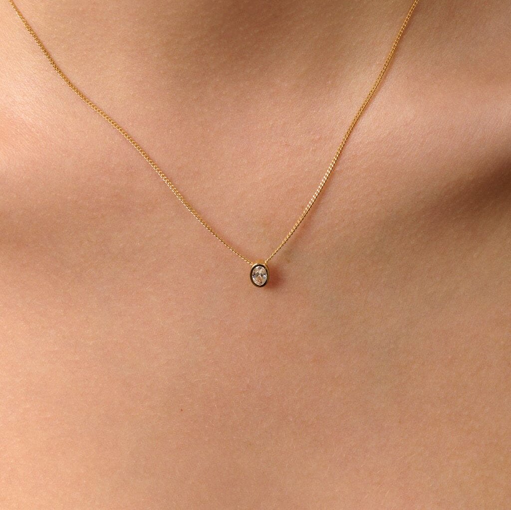 Oval Diamond Bezel Necklace-Necklaces-Eliise Maar Fine Jewellery Australia-Eliise Maar Jewellery