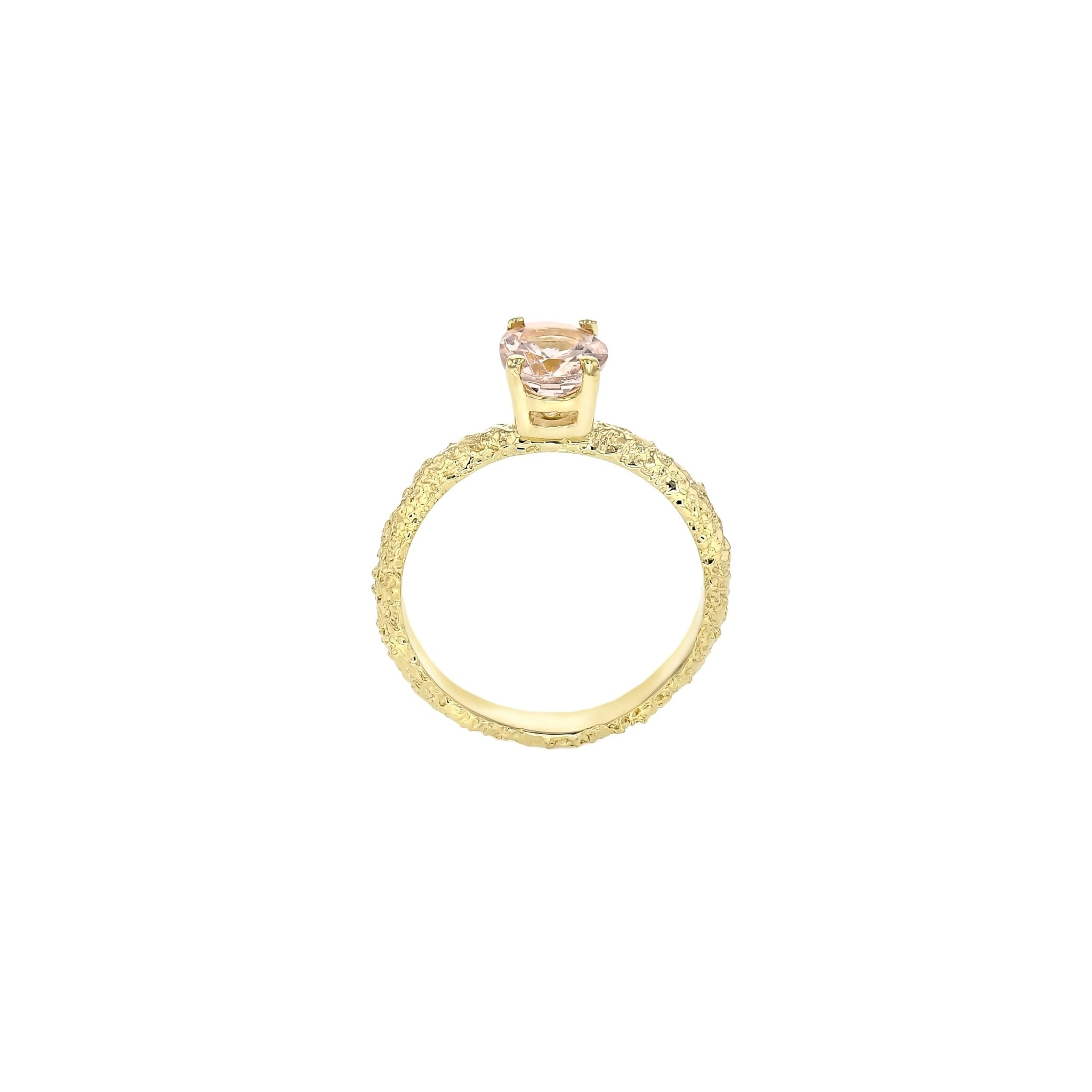 Rings-One of Eliise Maar’s most-renowned pieces from her signature FROST collection. The Fine Frost Morganite Ring in Rose Gold wears like a modern day fairytale. Designed for everyday living and as the perfect engagement ring. The frost texture is unique to Eliise Maar, making it a distinct and recognizable piece of jewellery that will never fade. Complete with a sparkling peach Morganite stone for an aspect of the divine.-ELIISE MAAR JEWELLERY