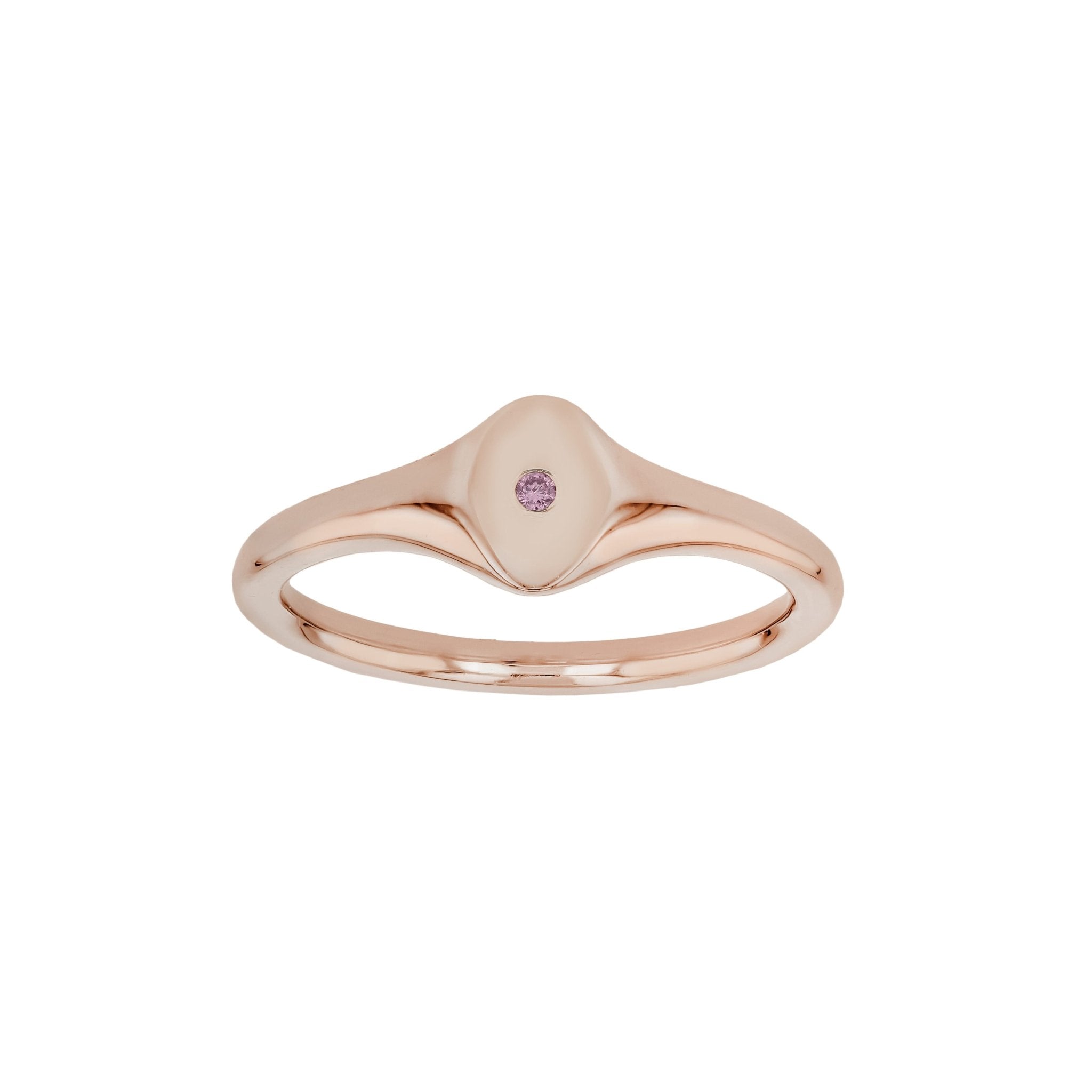 Rings-An exquisitely dainty signet band. Set with a rare pink diamond, this signet is perfect as a pinky ring or delicate band on any finger. Stunning by itself or paired with the staple signet diamond band for extra radiance.-ELIISE MAAR JEWELLERY