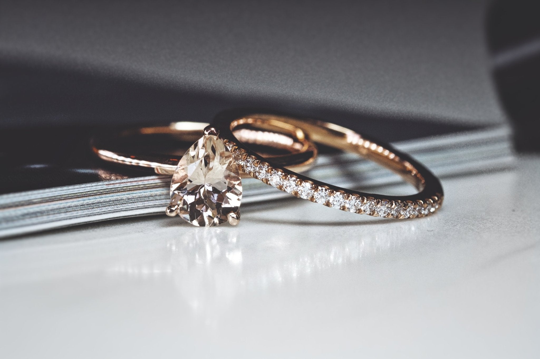 Rings-Feminine, nostalgic nod to the beauty, timelessness and grace of what it means to be woman. Made complete with the pink translucence of natural Morganite stone. Destined to be your forever obsession. An absolute treat for the minimalism lovers. Product Details - Featuring an 8x6mm pear-cut natural Morganite- Ring is 1.80mm wide and 1.80mm thick-ELIISE MAAR JEWELLERY