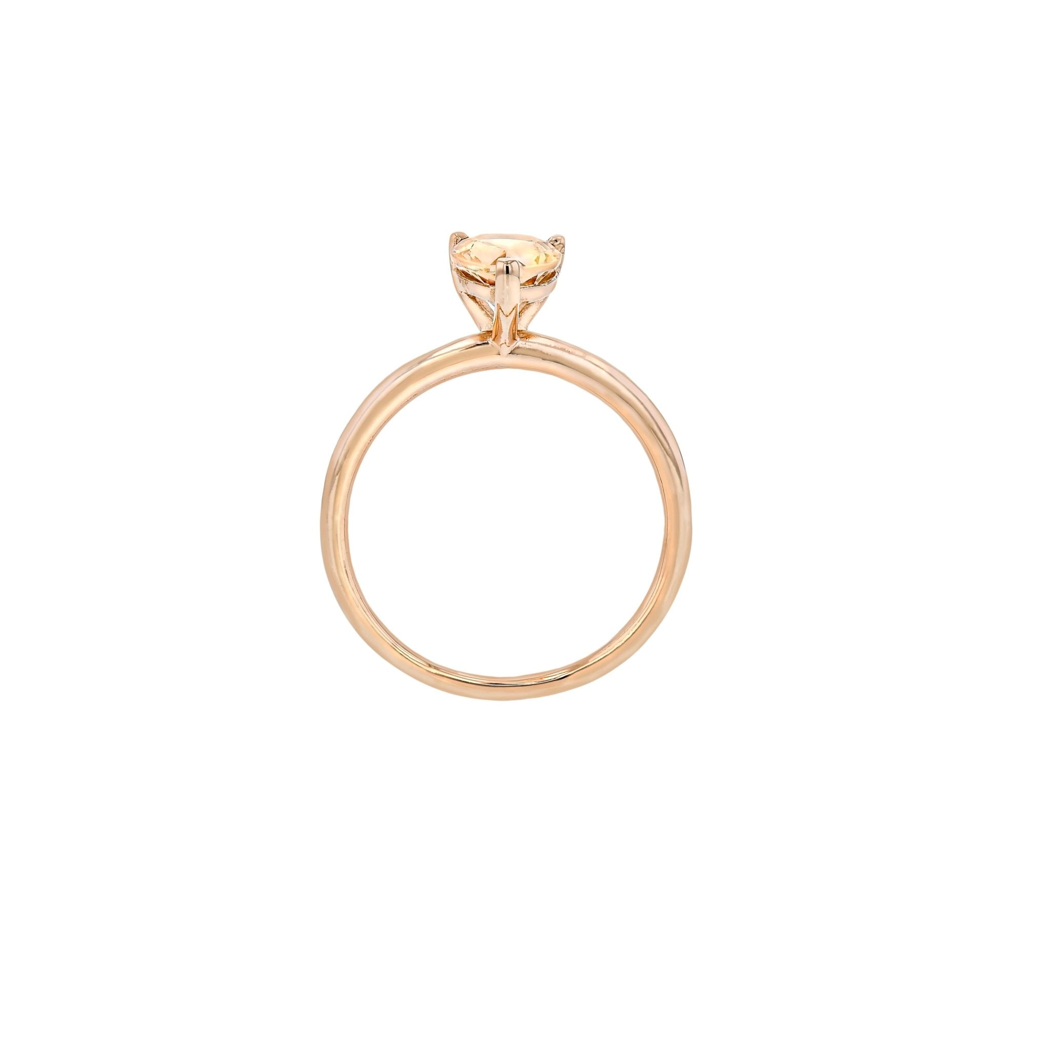 Rings-Feminine, nostalgic nod to the beauty, timelessness and grace of what it means to be woman. Made complete with the pink translucence of natural Morganite stone. Destined to be your forever obsession. An absolute treat for the minimalism lovers. Product Details - Featuring an 8x6mm pear-cut natural Morganite- Ring is 1.80mm wide and 1.80mm thick-ELIISE MAAR JEWELLERY