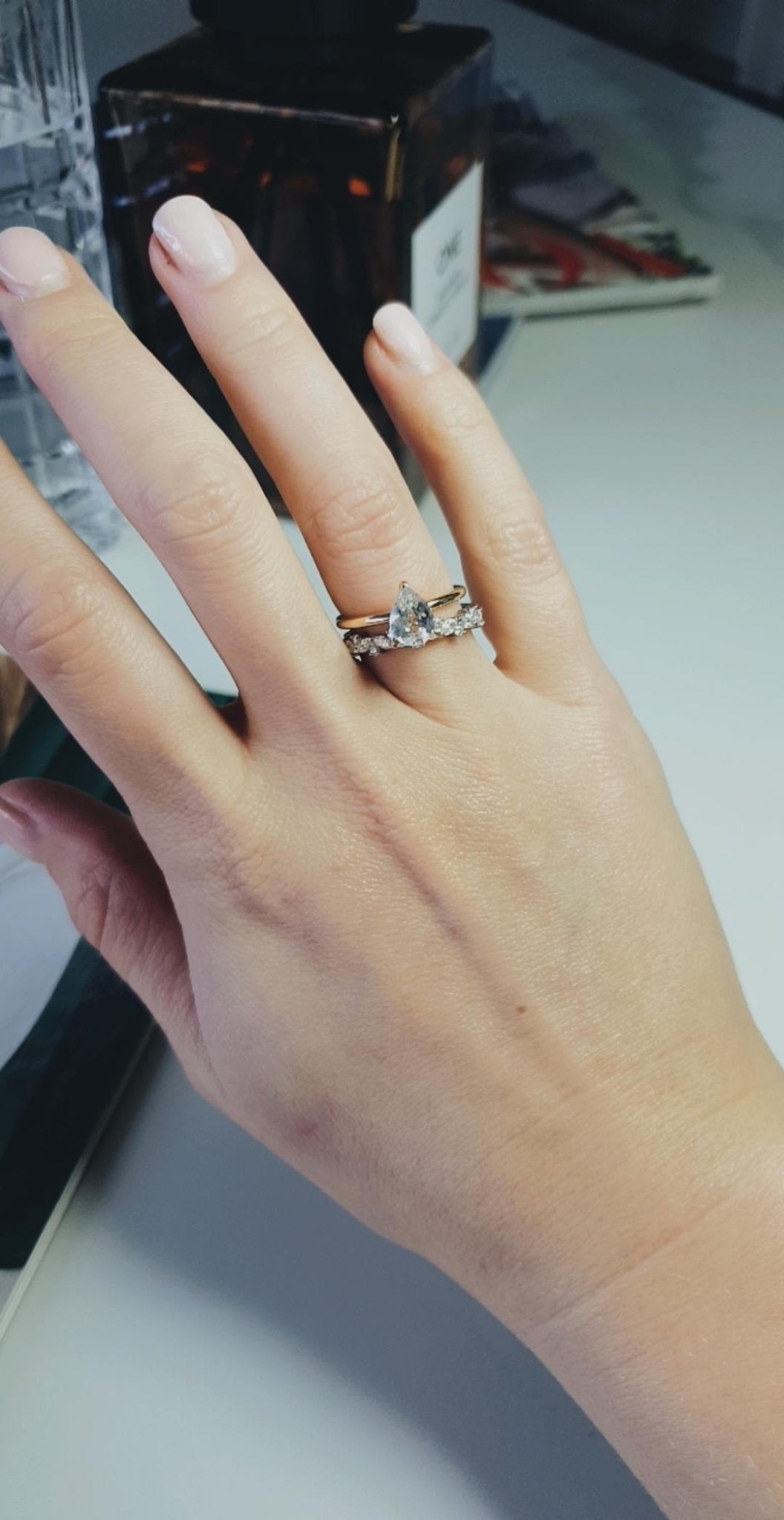 Rings-Feminine, nostalgic nod to the beauty, timelessness and grace of what it means to be woman. Made complete with the pink translucence of natural Morganite stone. Destined to be your forever obsession. An absolute treat for the minimalism lovers. Product Details - Featuring an 8x6mm pear-cut natural Australian sapphire- Ring is 1.80mm wide and 1.80mm thick-ELIISE MAAR JEWELLERY