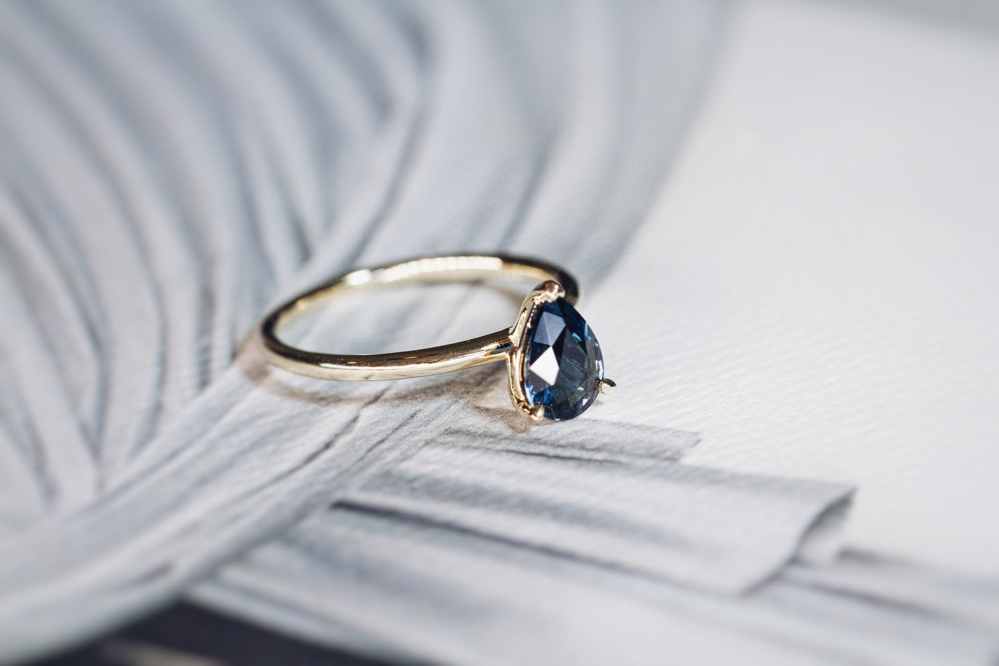 Rings-Feminine, nostalgic nod to the beauty, timelessness and grace of what it means to be woman. Made complete with the pink translucence of natural Morganite stone. Destined to be your forever obsession. An absolute treat for the minimalism lovers. Product Details - Featuring an 8x6mm pear-cut natural Australian sapphire- Ring is 1.80mm wide and 1.80mm thick-ELIISE MAAR JEWELLERY