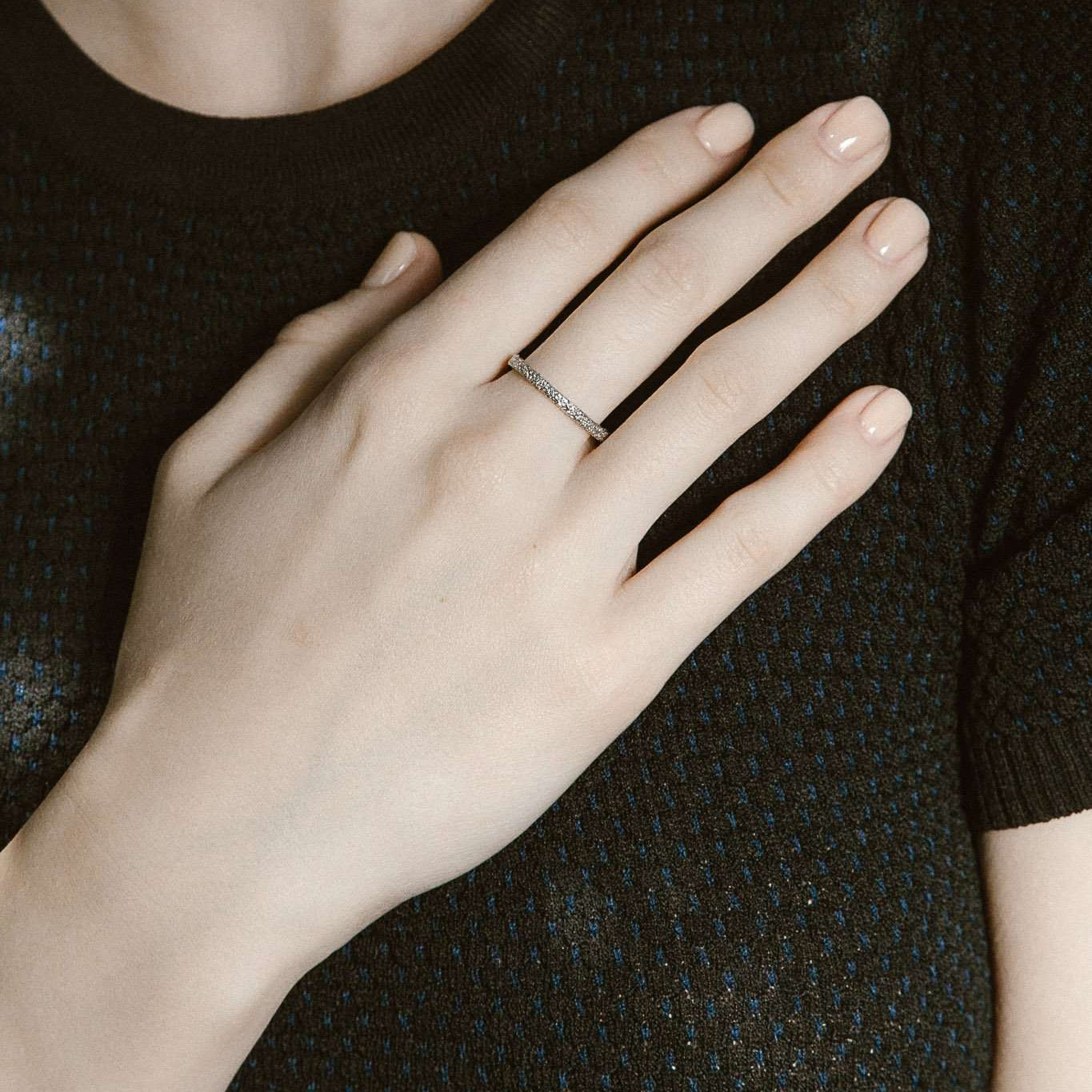 Rings-Inspired by the frosty landscapes of Estonia, this detailed gold band is delicate and sophisticated. Stunning as a stand alone ring or stacked.-ELIISE MAAR JEWELLERY