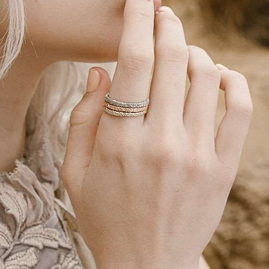 Rings-Inspired by the frosty landscapes of Estonia, this detailed gold band is delicate and sophisticated. Stunning as a stand alone ring or stacked.-ELIISE MAAR JEWELLERY
