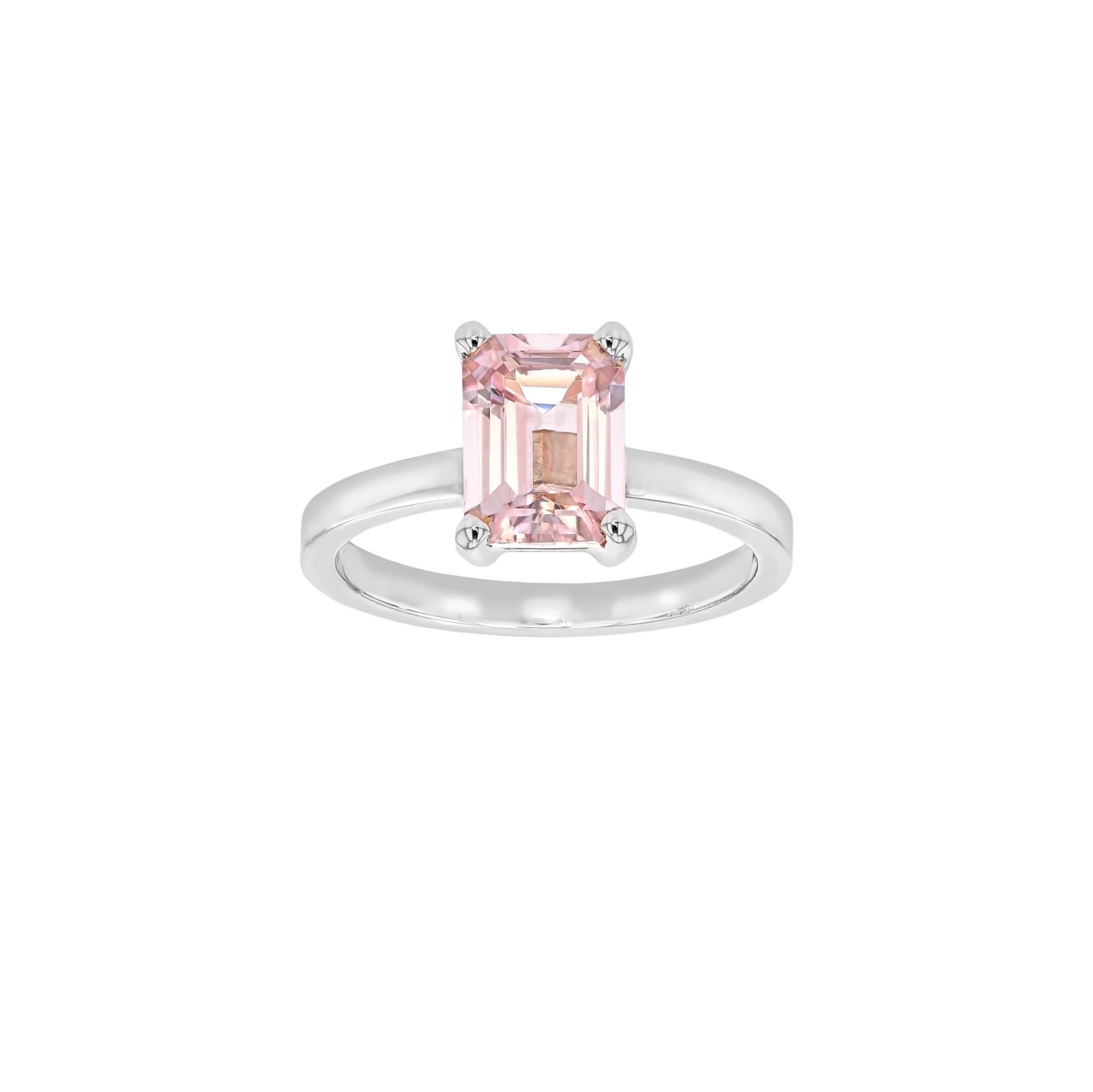 Chloe Morganite Ring-Engagement Rings-Eliise Maar Fine Jewellery Australia-AU: H ½ | Inside diameter: 15mm-18K White Gold-Eliise Maar Jewellery