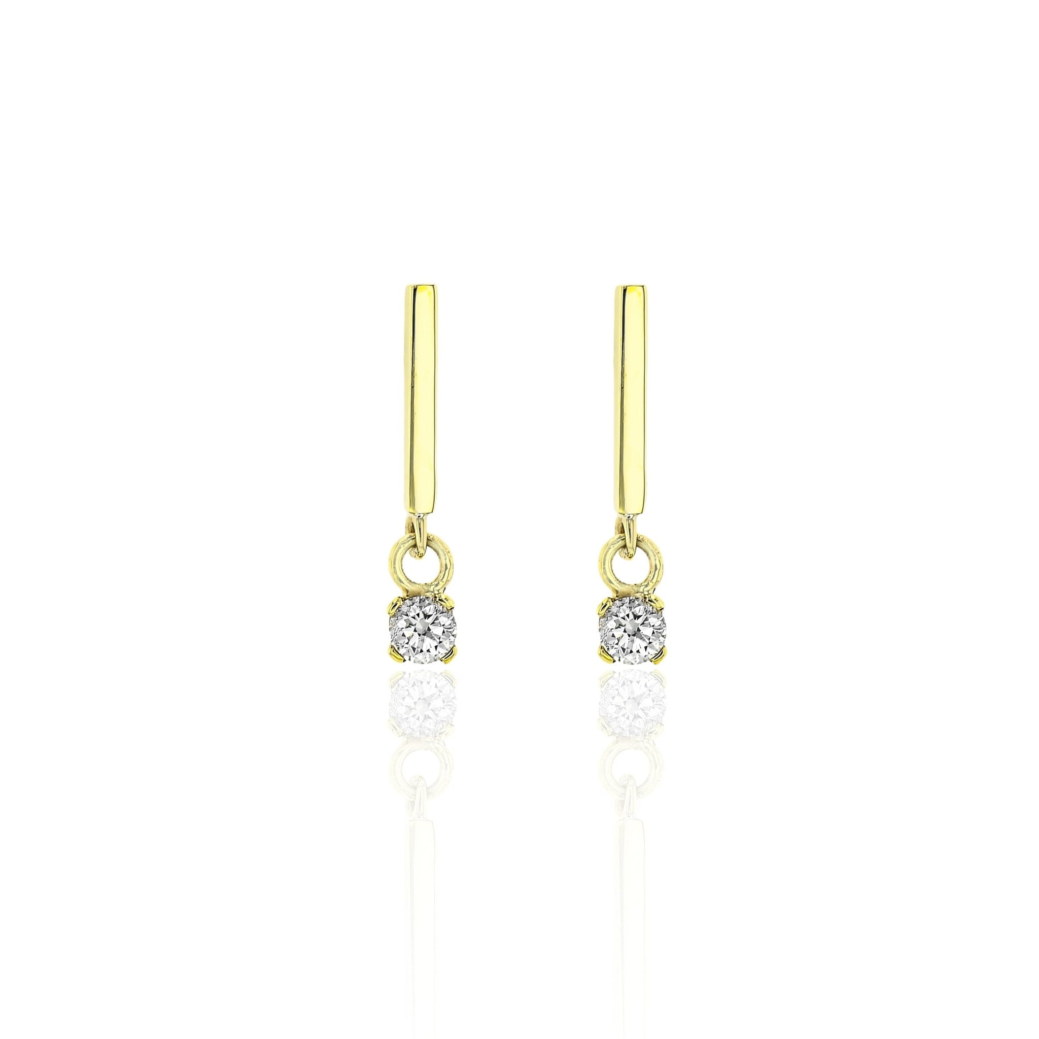 Diamond Gold Bar Earrings-Earrings-Eliise Maar Fine Jewellery Australia-14K Yellow Gold-Eliise Maar Jewellery
