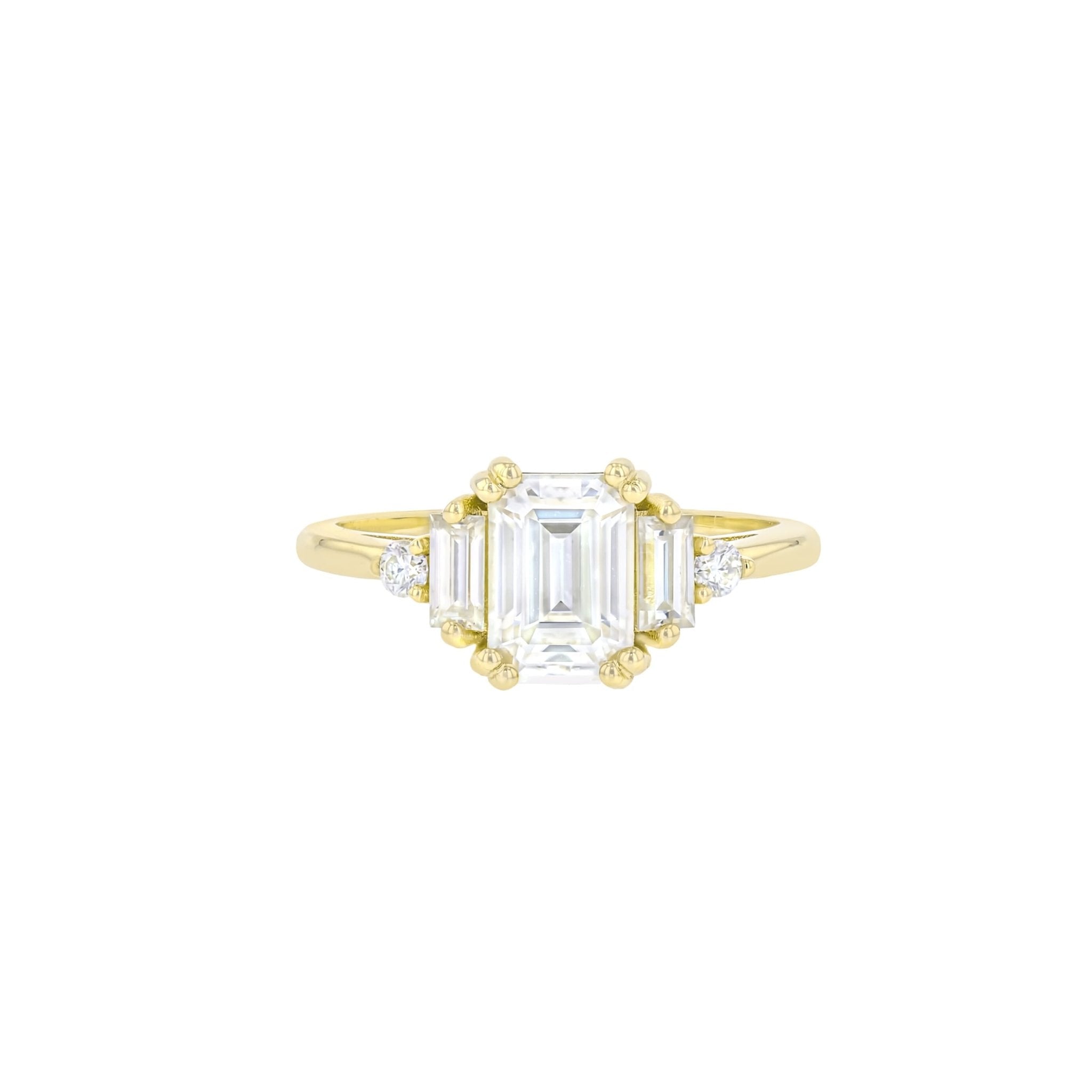 Evie Moissanite Ring-Rings-Eliise Maar Fine Jewellery Australia-AU: I | Inside diameter: 15.25mm-18K Yellow Gold-Eliise Maar Jewellery