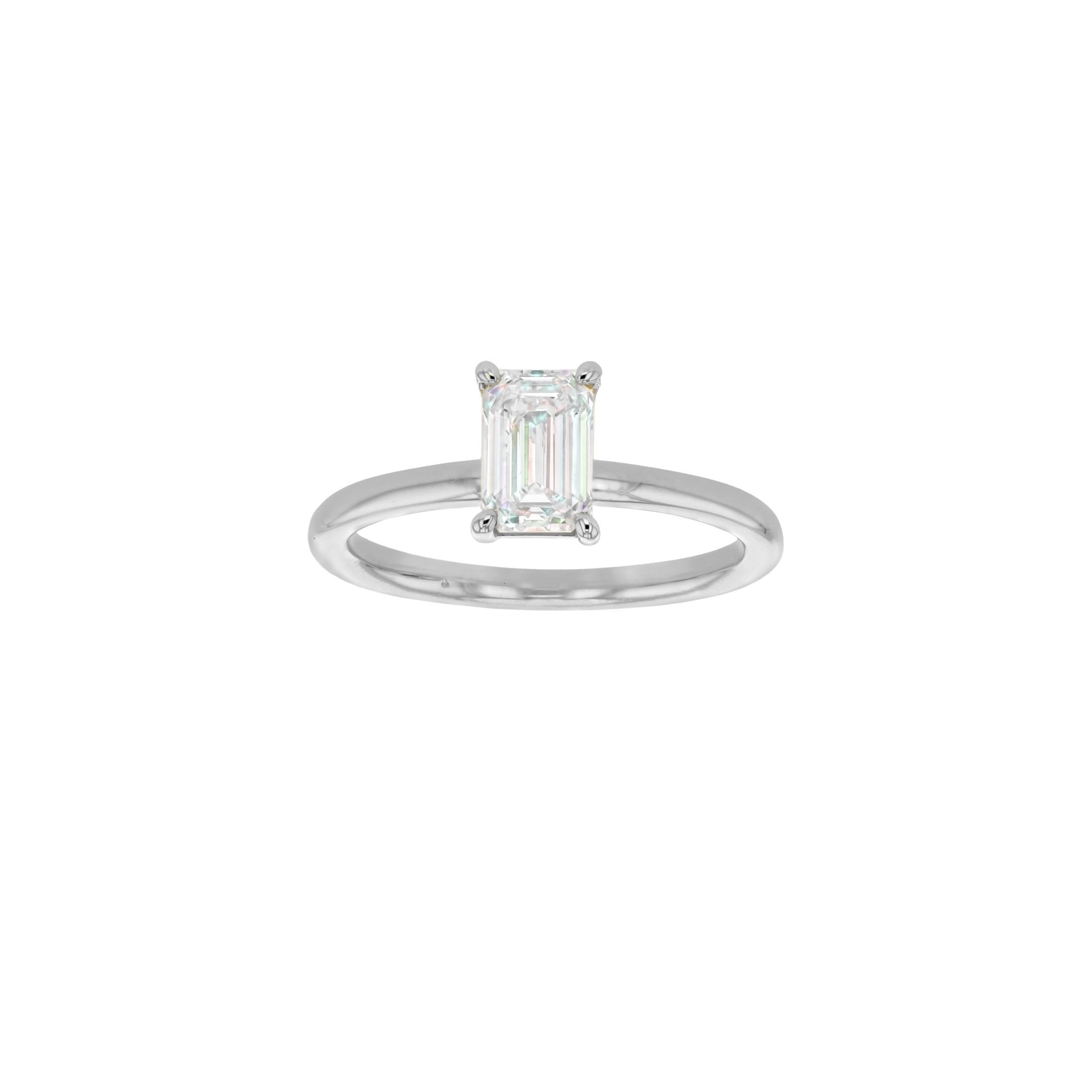Olivia Emerald Cut Diamond Solitaire-Rings-Eliise Maar Fine Jewellery Australia-AU: I | Inside diameter: 15.25mm-18K White Gold-Eliise Maar Jewellery