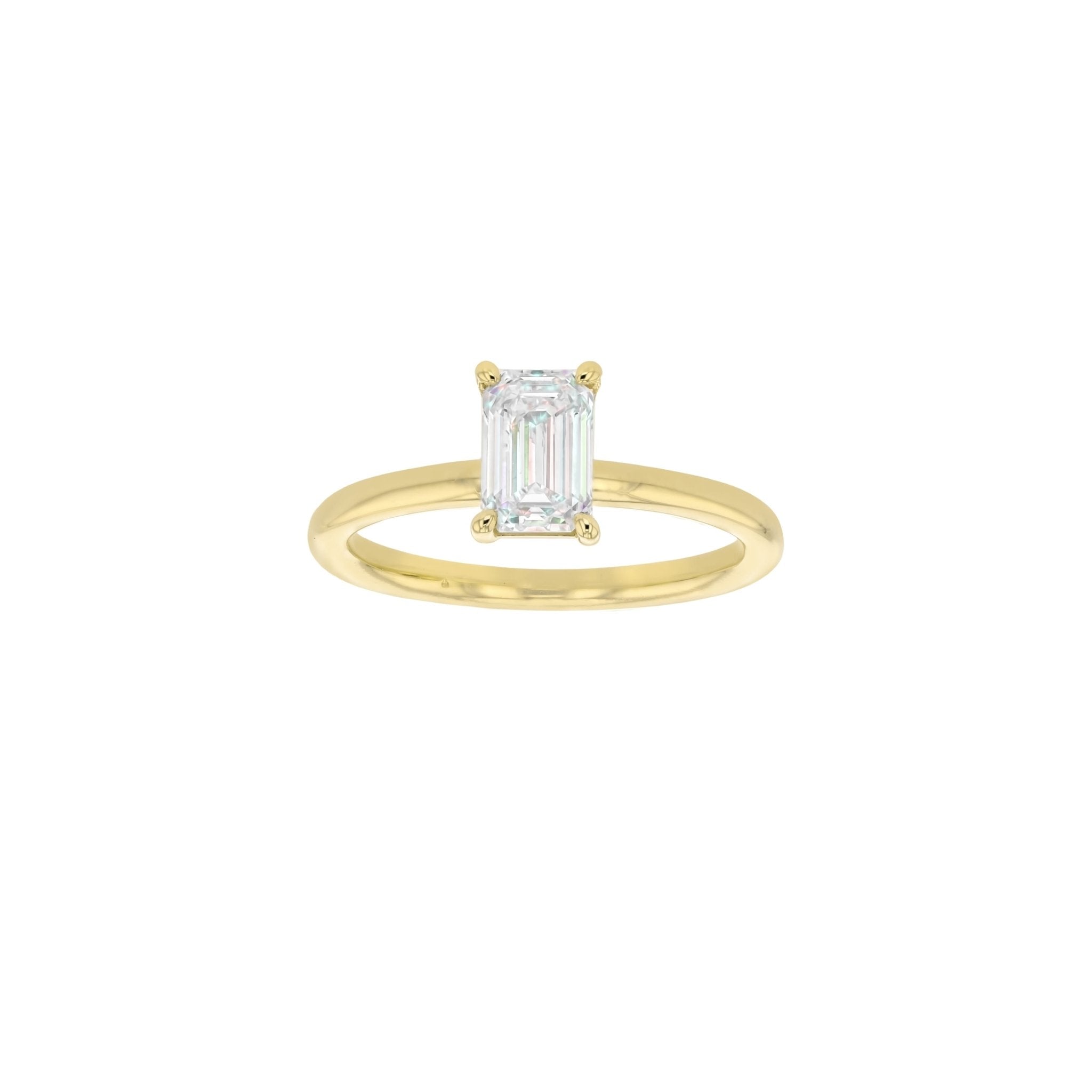 Olivia Emerald Cut Diamond Solitaire-Rings-Eliise Maar Fine Jewellery Australia-AU: I | Inside diameter: 15.25mm-18K Yellow Gold-Eliise Maar Jewellery