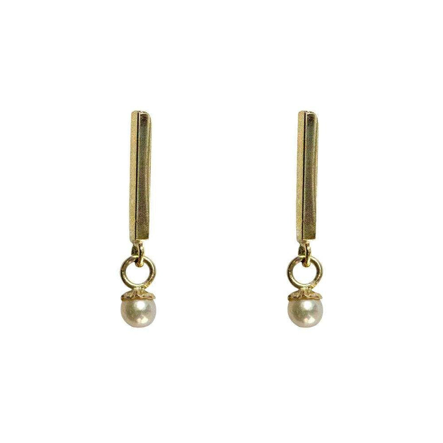 Pearl Gold Bar Earrings - Eliise Maar Jewellery