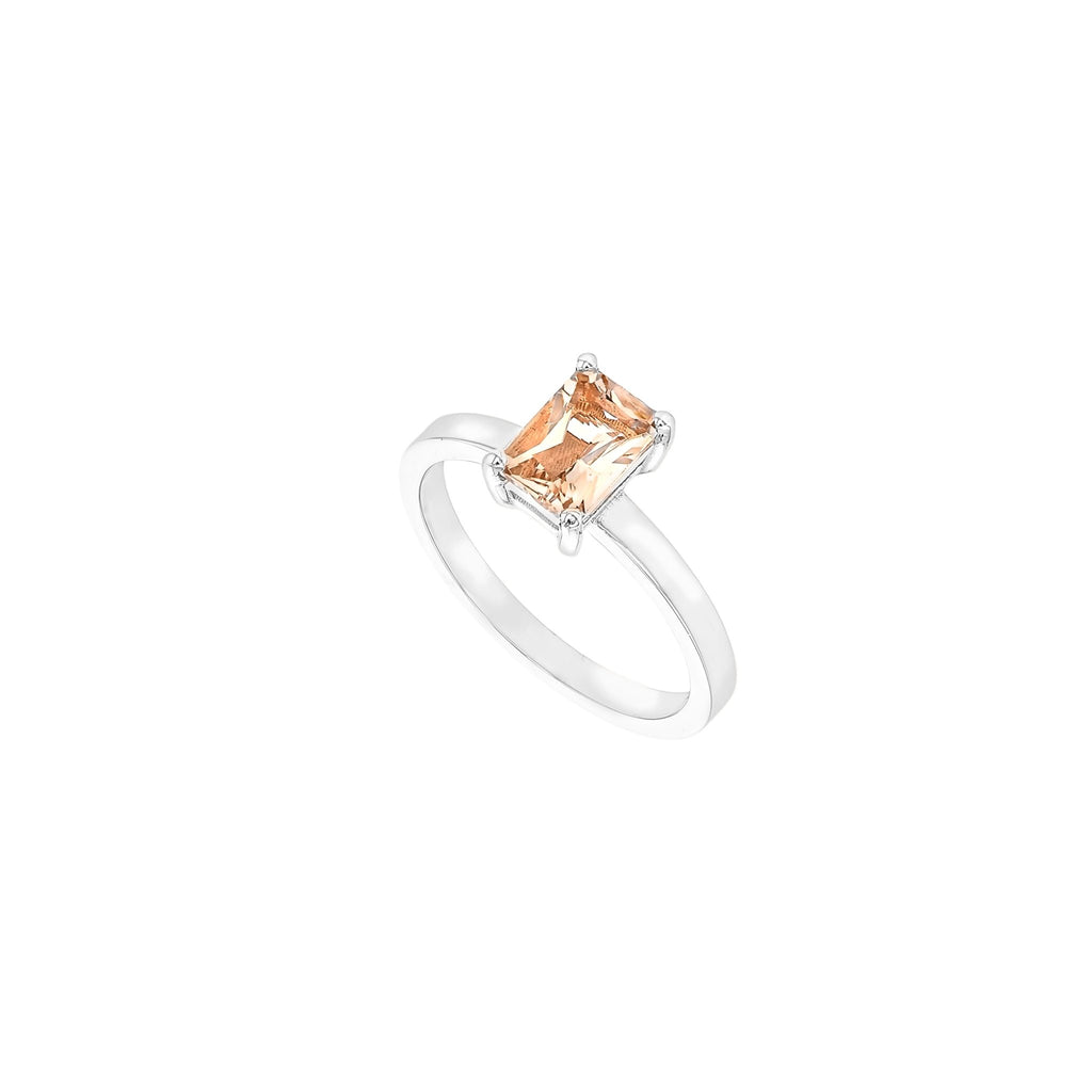 Radiant cut morganite ring discount