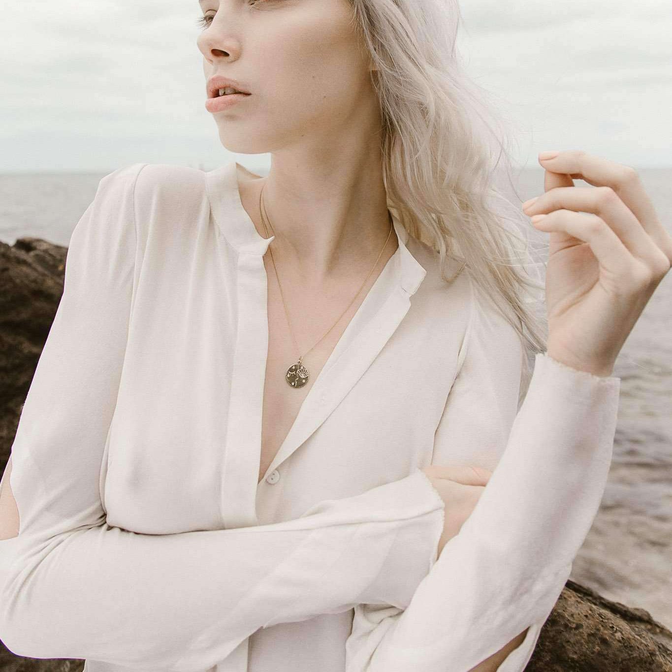 The Storytellers Pendant - 9K Yellow Gold - With Diamonds - 40cm chain-Necklaces-Eliise Maar Fine Jewellery Australia-Eliise Maar Jewellery
