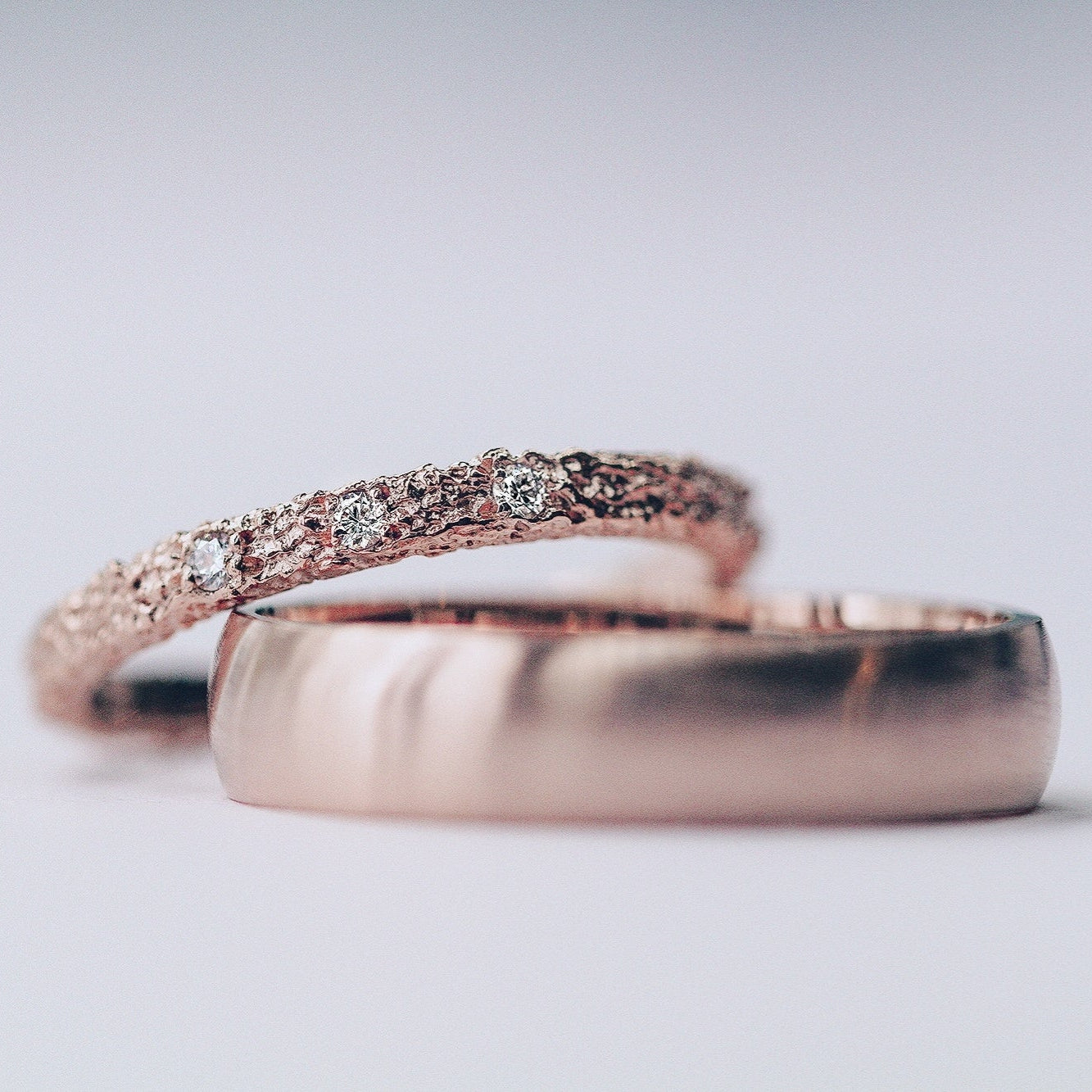 Thin Frost Rose Gold Wedding Band